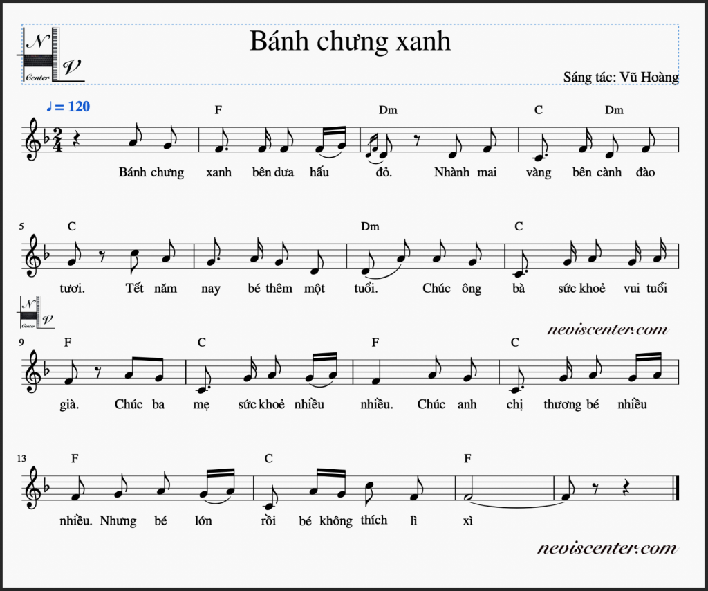Bài hát: Bánh chưng xanh