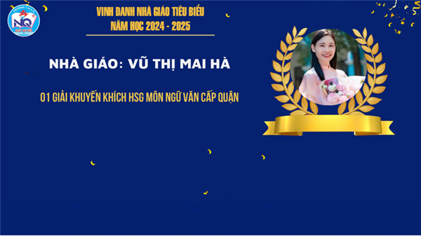 VINH DANH NHÀ GIÁO TIÊU BIỂU NĂM HỌC 2024 - 2025